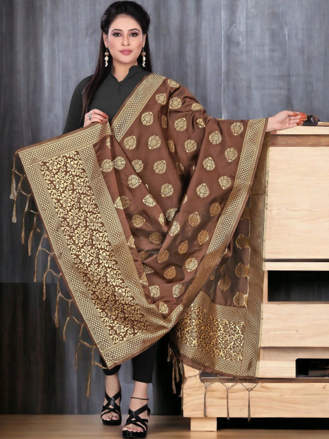 Sangria Ethnic Motifs Woven Design Dupatta with Zari