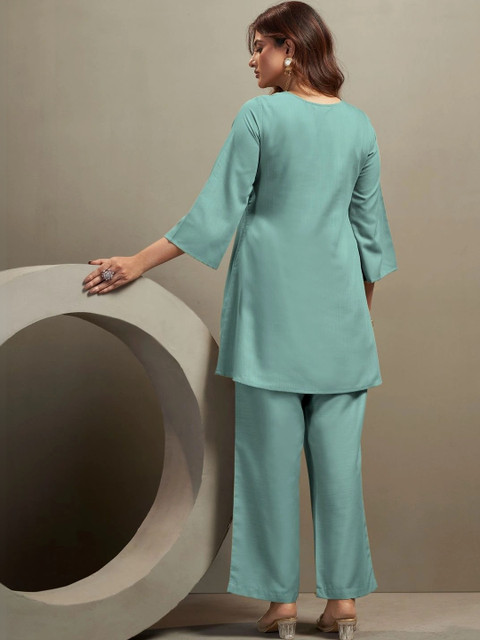 TULYATA Floral Embroidered Tunic with Trousers - Image 2