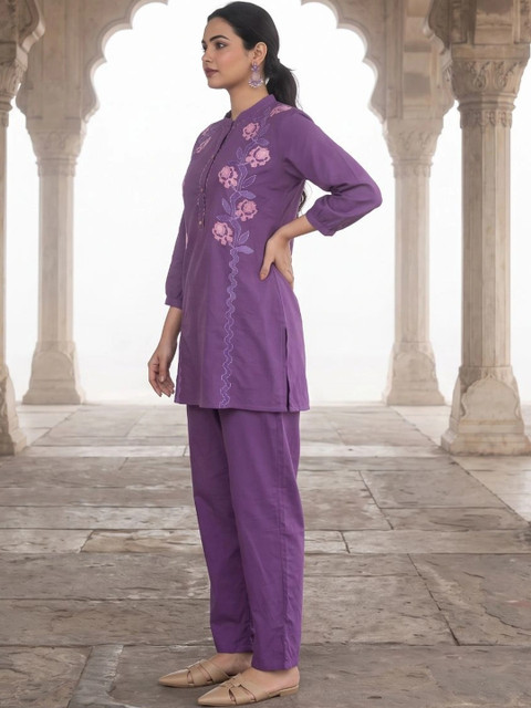 HERE&NOW Cotton Embroidered Top with Palazzos - Image 6