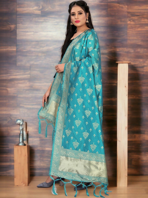 Sangria Ethnic Motifs Woven Design Dupatta with Zari - Image 2