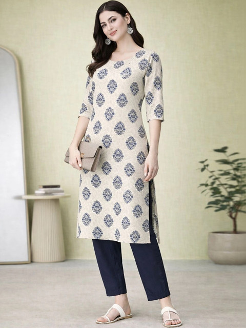 7Threads Women Ethnic Motifs Printed Crepe Kurta - Image 5