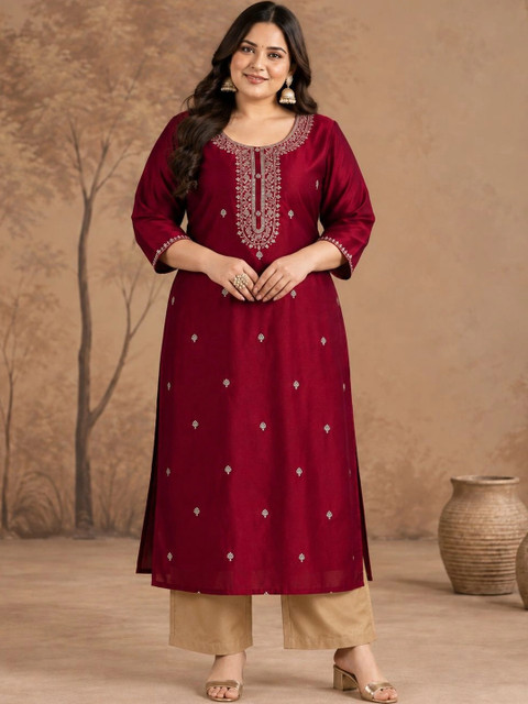FULL BLOOM Women Ethnic Motifs Embroidered Thread Work Kurta
