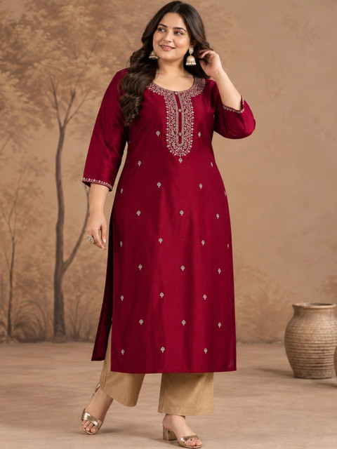 FULL BLOOM Women Ethnic Motifs Embroidered Thread Work Kurta - Image 5