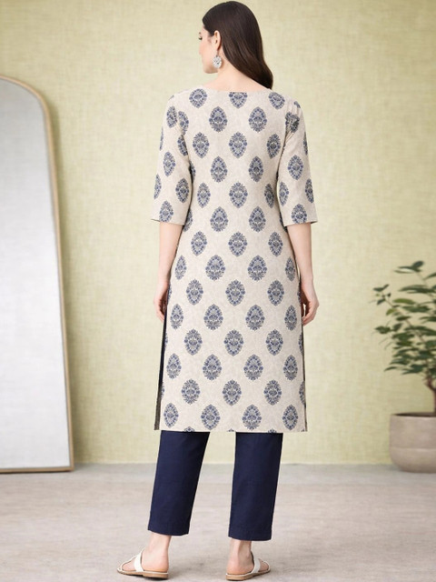 7Threads Women Ethnic Motifs Printed Crepe Kurta - Image 3