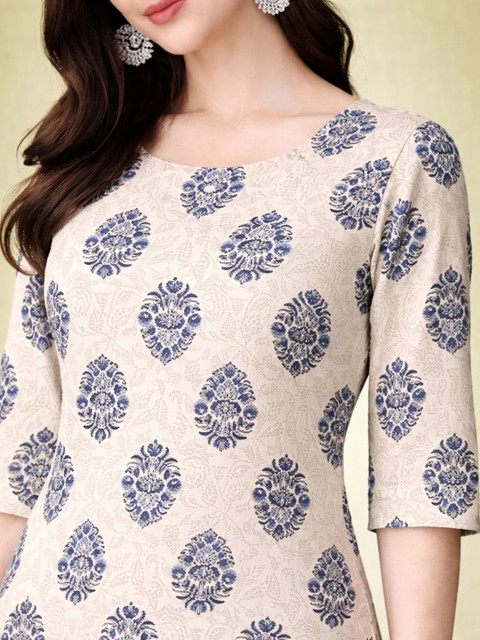 7Threads Women Ethnic Motifs Printed Crepe Kurta - Image 4