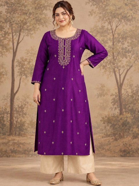 FULL BLOOM Women Embroidered Thread Work Kurta