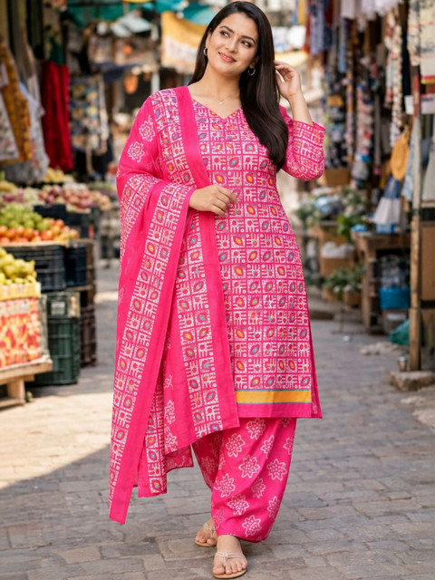 Aaradhya Fashion Women Printed Regular Kurta with Patiala & With Dupatta - Image 2