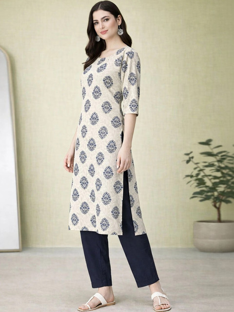 7Threads Women Ethnic Motifs Printed Crepe Kurta - Image 2