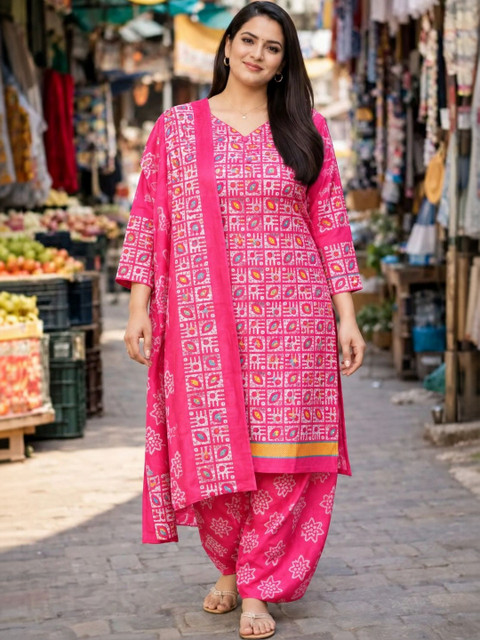 Aaradhya Fashion Women Printed Regular Kurta with Patiala & With Dupatta