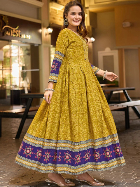 PREM KUMAR Women Ethnic Motifs Printed Thread Work Indie Prints Anarkali Kurta - Image 2