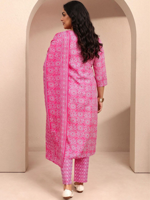 EXTRA LOVE BY LIBAS Women Ethnic Motifs Printed Regular Thread Work Kurta with Trousers & With Dupatta - Image 5