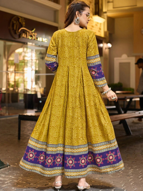 PREM KUMAR Women Ethnic Motifs Printed Thread Work Indie Prints Anarkali Kurta - Image 4