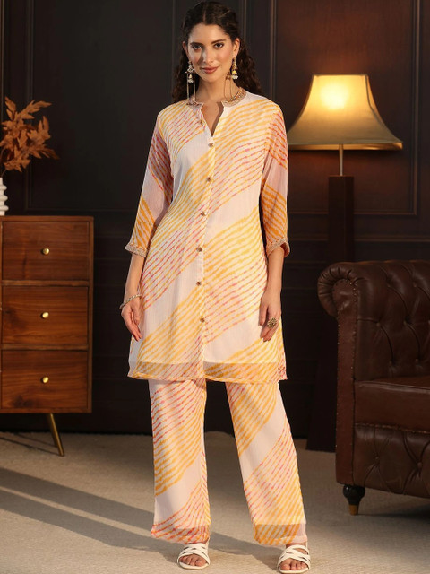 Libas Tie and Dye Printed Tunic with Trousers