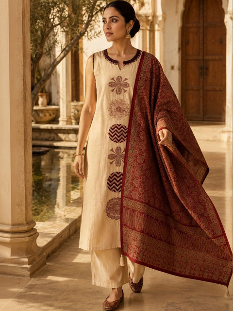 BANSARI COLLECTION Women Ethnic Motifs Printed Regular Pure Cotton Kurta with Palazzos & With Dupatta