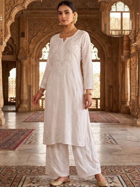 Meiraas Studios Women Ethnic Motifs Embroidered Regular Mirror Work Kurta with Palazzos