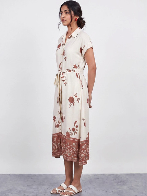 Colour Me by Melange Floral Print Shirt Midi Dress - Image 3