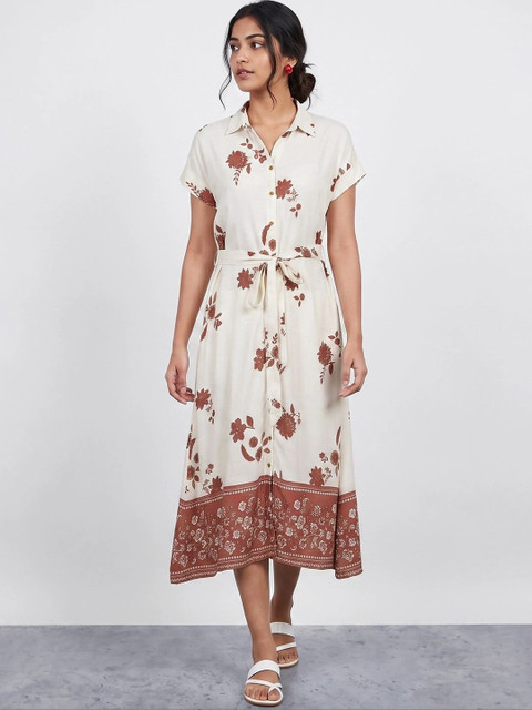 Colour Me by Melange Floral Print Shirt Midi Dress - Image 2