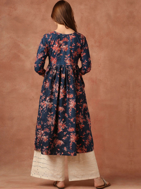 RATAN Women Floral Printed Thread Work Floral Kurta - Image 3