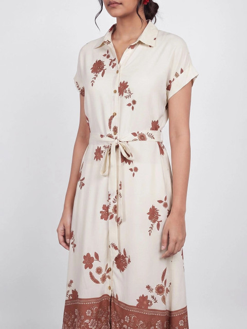 Colour Me by Melange Floral Print Shirt Midi Dress - Image 4