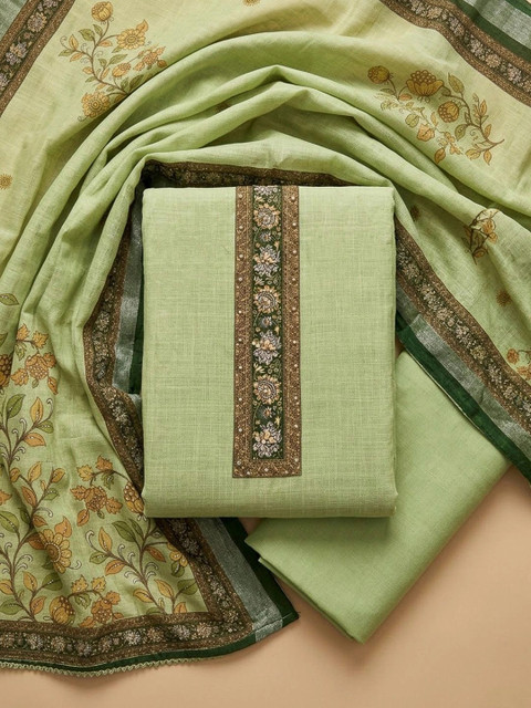 Meena Bazaar Printed Art Silk Unstitched Dress Material