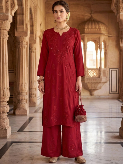 Meiraas Studios Women Ethnic Motifs Embroidered Regular Thread Work Kurta with Palazzos
