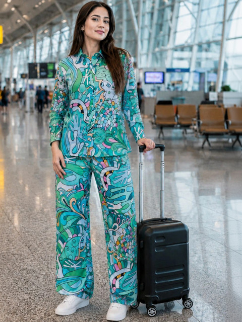Moda Rapido Silk Printed Shirt with Trousers