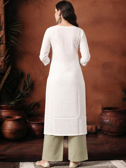 HERE&NOW Women Ethnic Motifs Embroidered Thread Work Kurta - Image 2