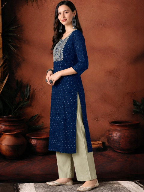 HERE&NOW Women Embroidered Thread Work Kurta - Image 3