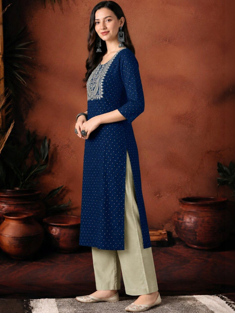 KALINI Women Ethnic Motifs Printed Thread Work Kurta - Image 3