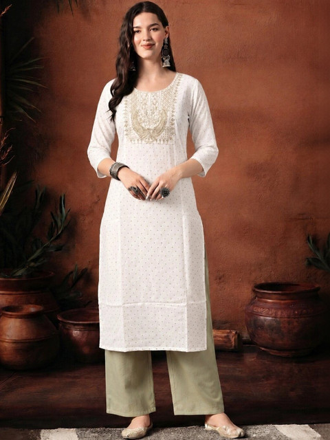HERE&NOW Women Ethnic Motifs Embroidered Thread Work Kurta