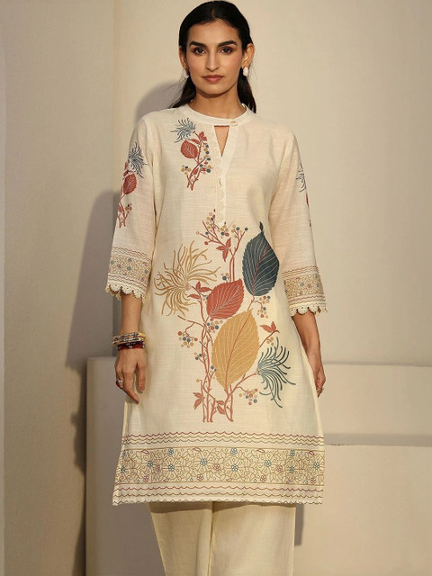 Libas Romantic Florals Linen Printed Tunic with Palazzos - Image 3