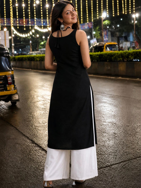 Youthnic Women Ethnic Motifs Embroidered Halter Neck Thread Work Kurta - Image 5