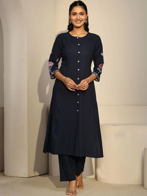 Libas Romantic Florals Embroidered Tunic with Trousers - Image 4