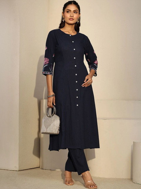 Libas Romantic Florals Embroidered Tunic with Trousers