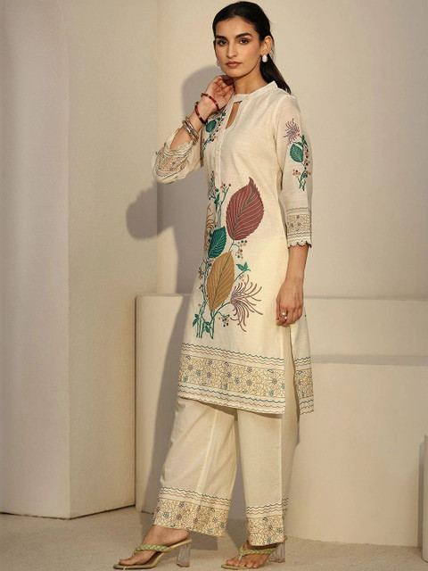 Libas Romantic Florals Linen Printed Tunic with Palazzos - Image 2
