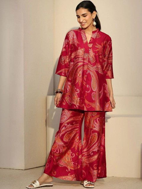 Libas Floral Printed Tunic with Palazzos - Image 2
