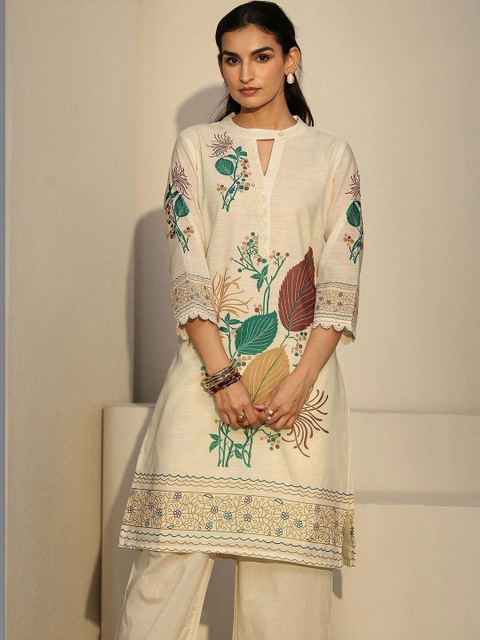 Libas Romantic Florals Linen Printed Tunic with Palazzos - Image 3