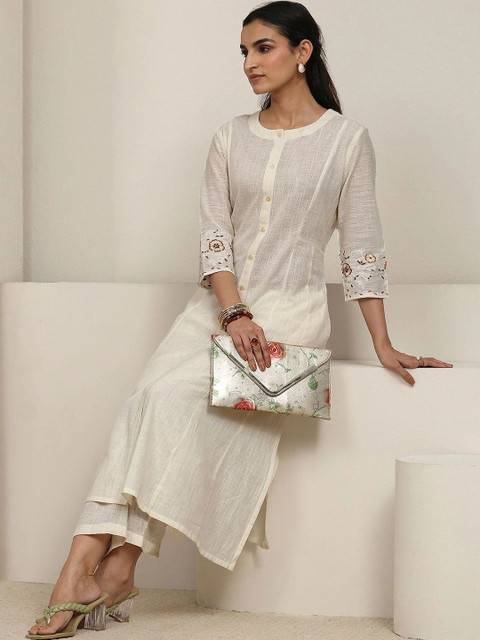 Libas Romantic Florals Embroidered Tunic with Trousers
