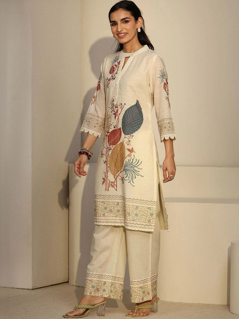 Libas Romantic Florals Linen Printed Tunic with Palazzos - Image 2