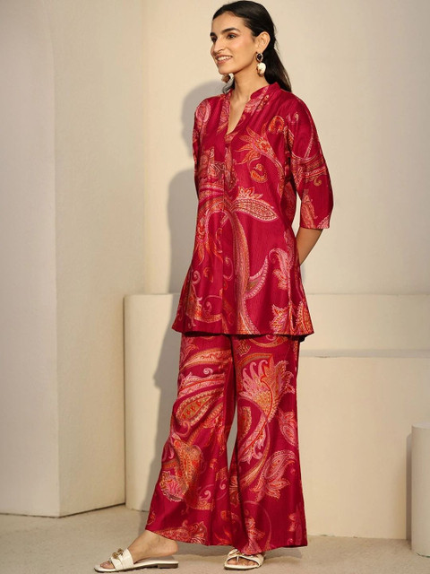 Libas Floral Printed Tunic with Palazzos - Image 3