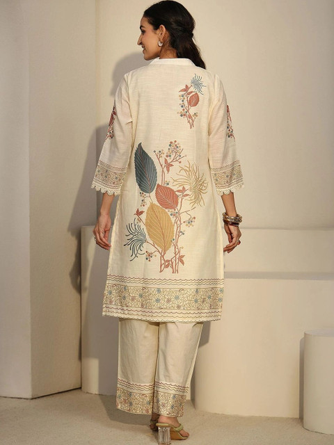 Libas Romantic Florals Linen Printed Tunic with Palazzos - Image 5