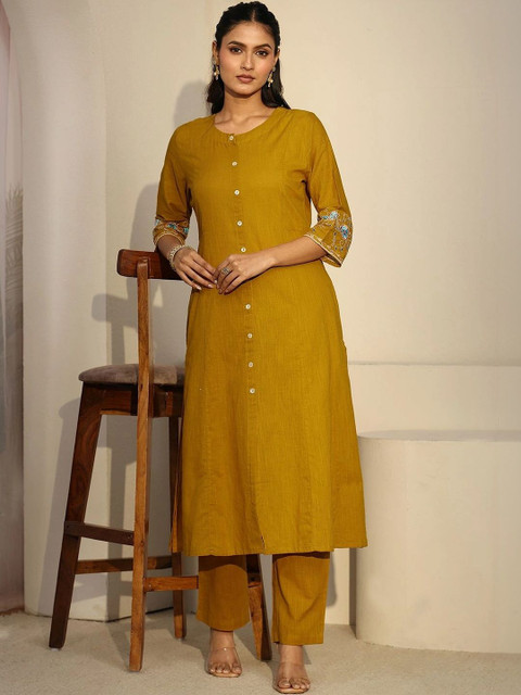 Libas Romantic Florals Embroidered Tunic with Trousers