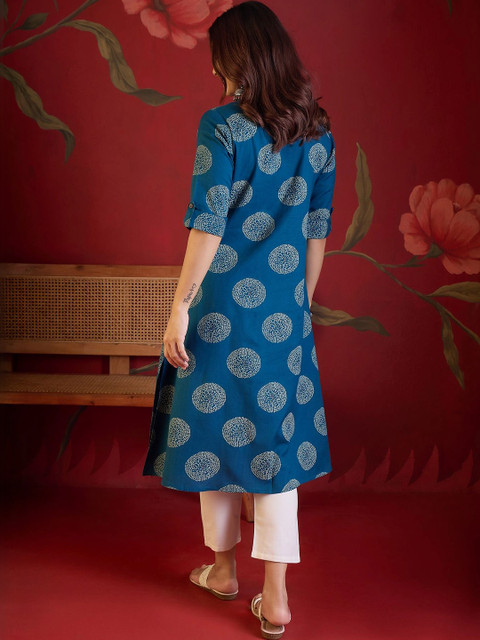 Sangria Women Geometric Printed Indie Prints Kurta - Image 2