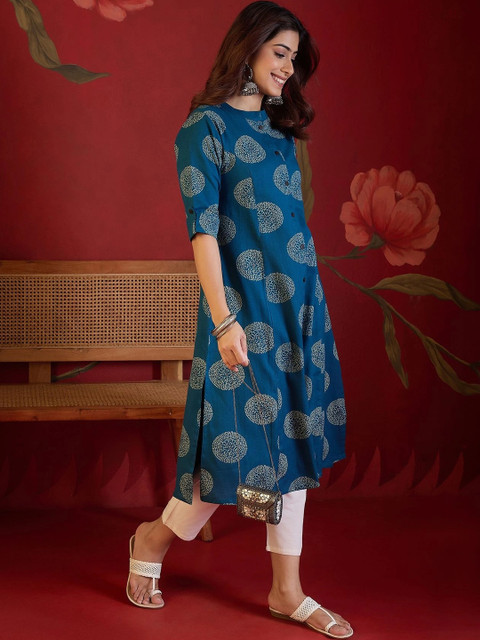 Sangria Women Geometric Printed Indie Prints Kurta - Image 7