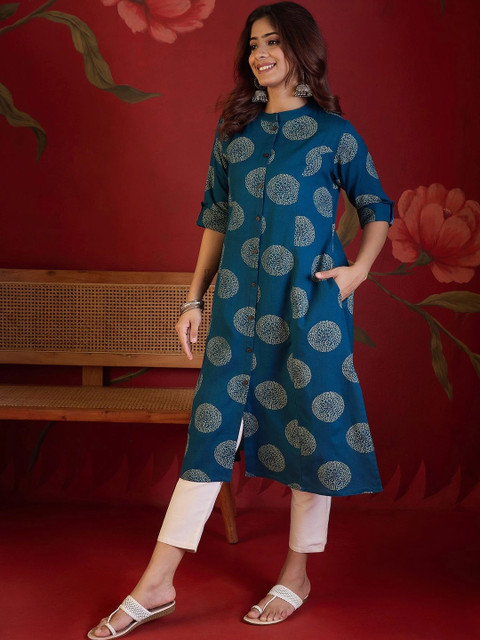 Sangria Women Geometric Printed Indie Prints Kurta - Image 3