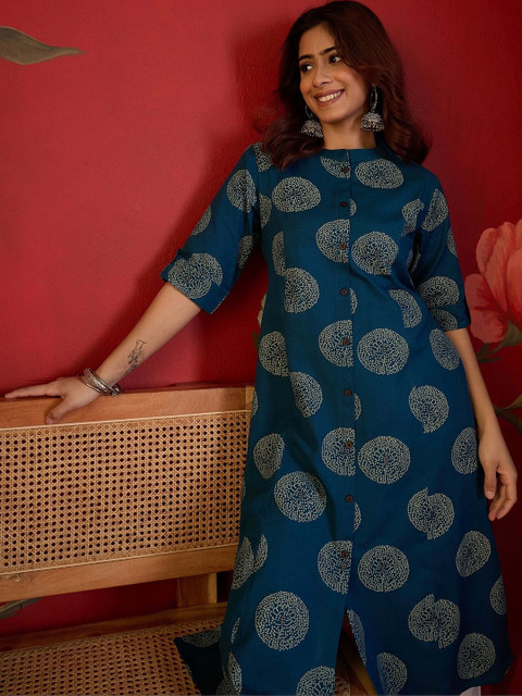Sangria Women Geometric Printed Indie Prints Kurta - Image 5