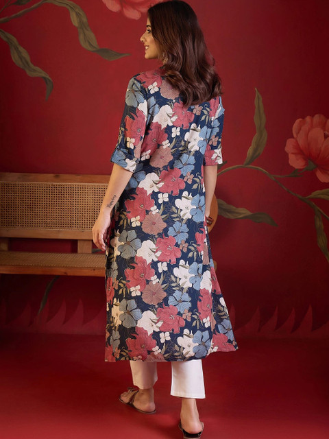 Sangria Women Floral Printed Floral Kurta - Image 7