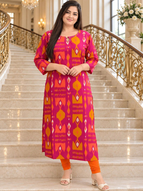 KALINI Women Ethnic Motifs Printed Keyhole Neck Kurta