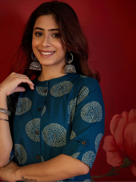Sangria Women Geometric Printed Indie Prints Kurta - Image 4