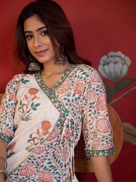 Sangria Women Three-Quarter Sleeves Floral Printed Floral Kurta - Image 5